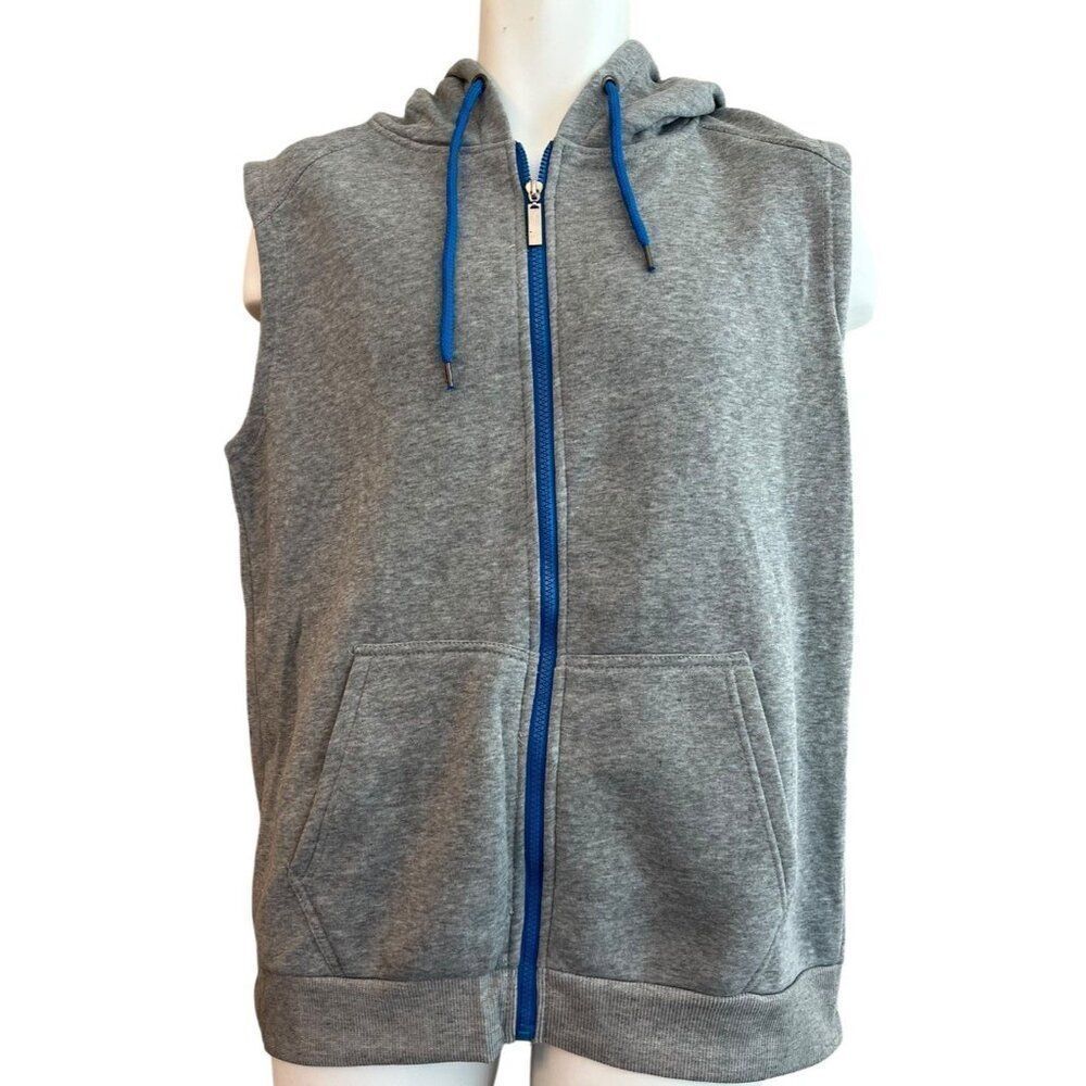 Brooklyn Xpress Hoodie Mens Medium Grey Sleeveless Full Zip Fleece Vest New